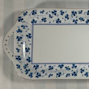 Blue/White/Gold China Rectangular Bread Serving Tray